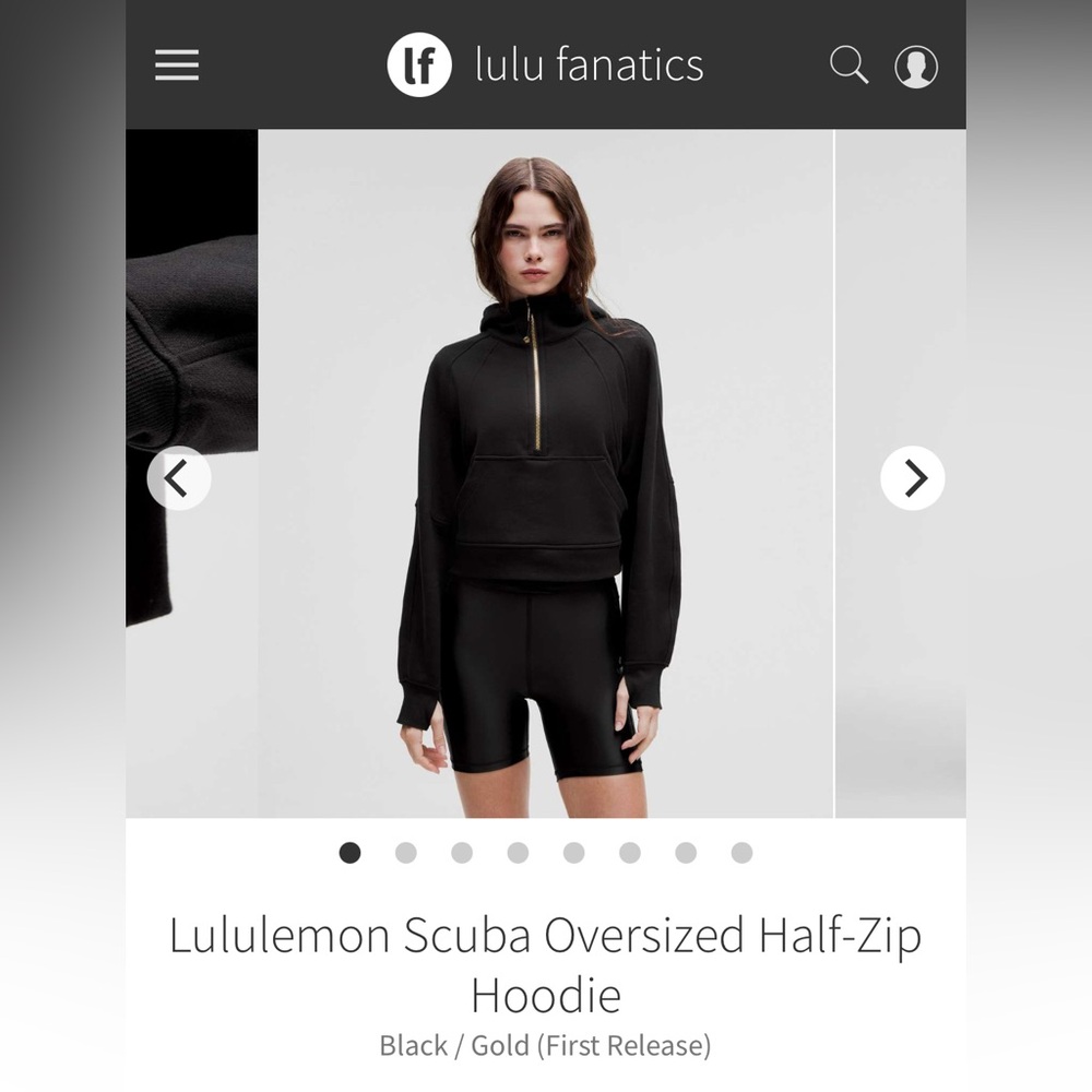 BRAND NEW LULULEMON scuba oversized half zip - black with gold zipper size XS/S